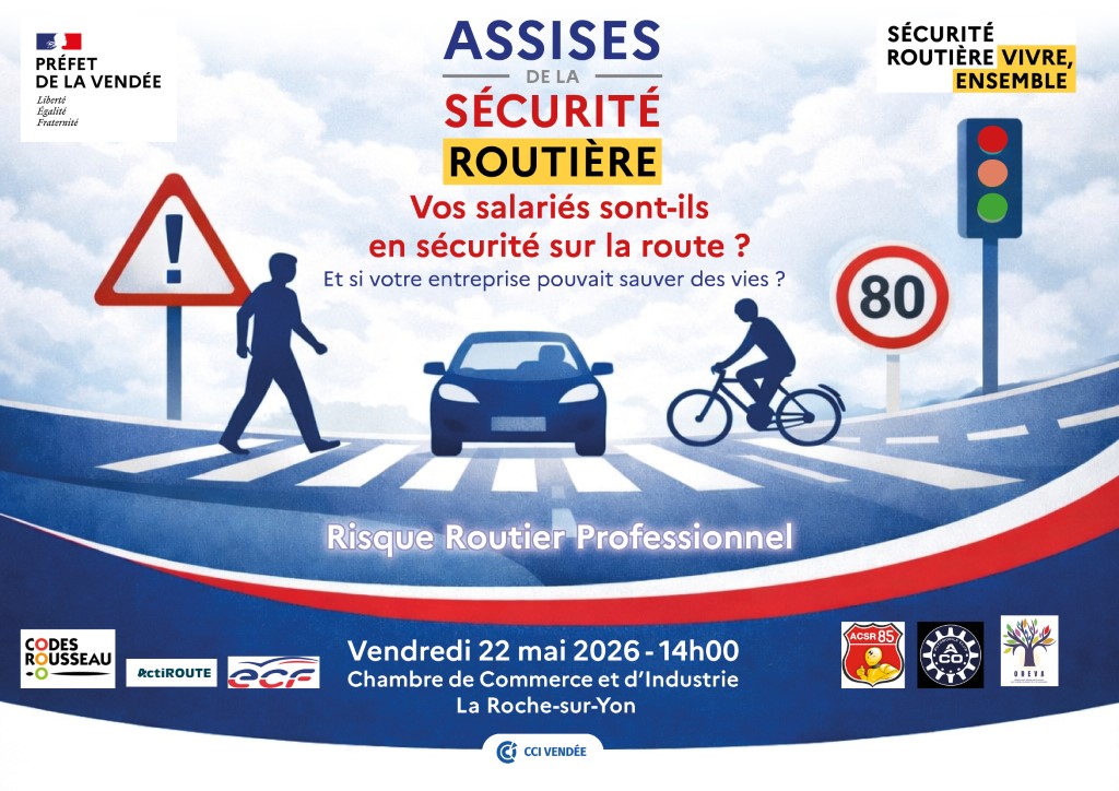 Affiche des assises de la Sécurité Routière le 22 mai 2026 à la Roche-sur-Yon (Vendée)